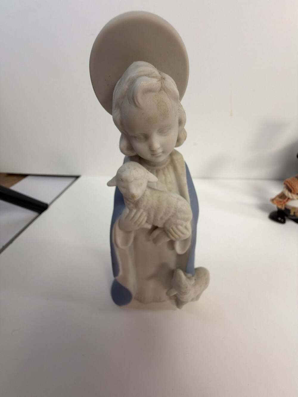 Vintage Ardalt‎ Lenwile Porcelain Figurine of Madonna/Saint with Lamb